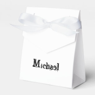 Minimalistic modern monogram name black grey favor box