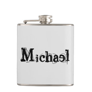 Minimalistic modern monogram name black grey hip flask