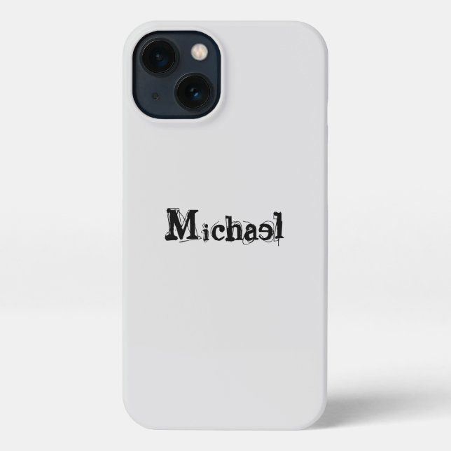 Minimalistic modern monogram name black grey iPhone case (Back)