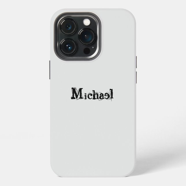 Minimalistic modern monogram name black grey iPhone case (Back)