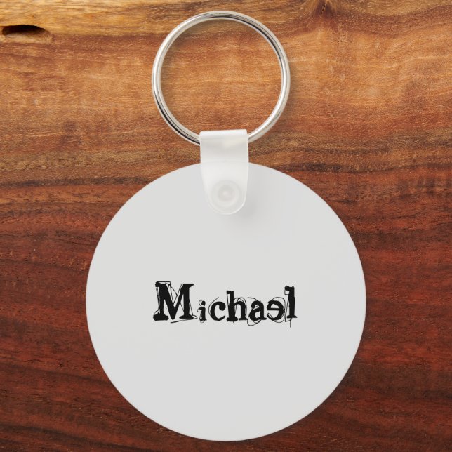 Minimalistic modern monogram name black grey keychain (Front)