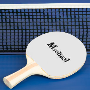 Minimalistic modern monogram name black grey ping pong paddle