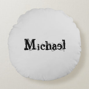 Minimalistic modern monogram name black grey round pillow