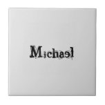 Minimalistic modern monogram name black grey tile<br><div class="desc">Minimalistic modern monogram name black grey. Personalizable custom name in black on a grey colour.</div>