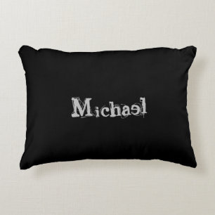 Minimalistic modern monogram name black white accent pillow