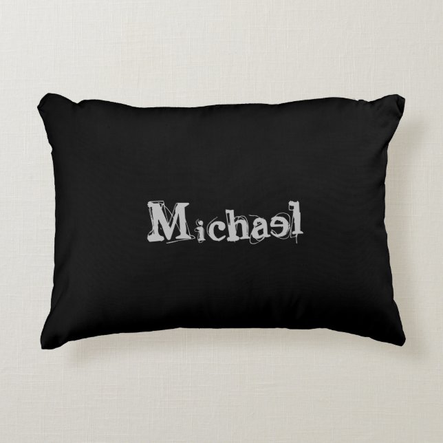Minimalistic modern monogram name black white accent pillow (Front)
