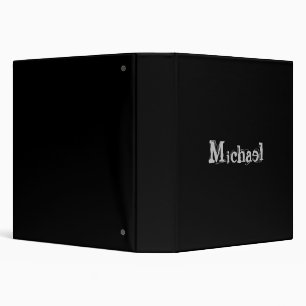 Minimalistic modern monogram name black white binder