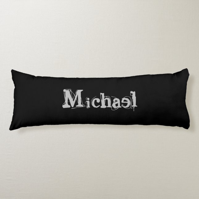 Minimalistic modern monogram name black white body pillow (Front)