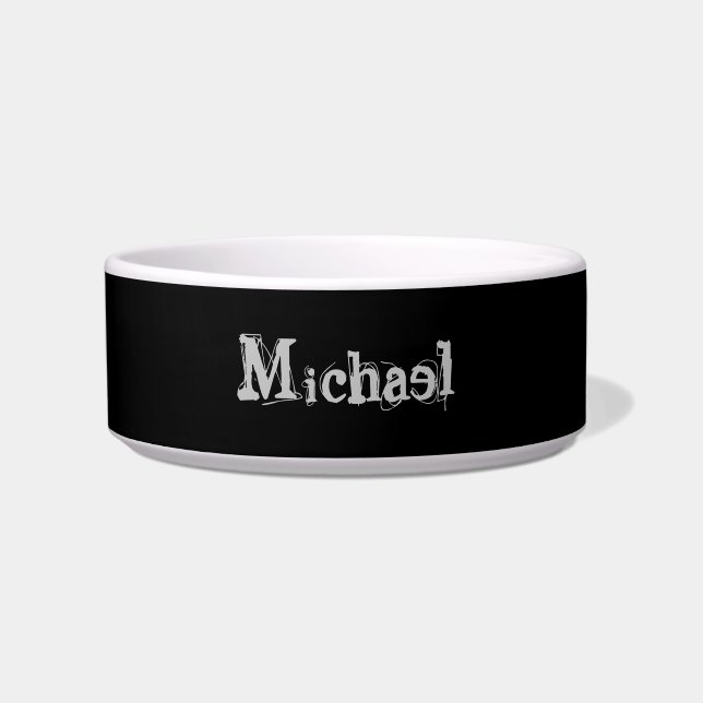 Minimalistic modern monogram name black white bowl (Front)