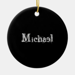 Minimalistic modern monogram name black white ceramic ornament