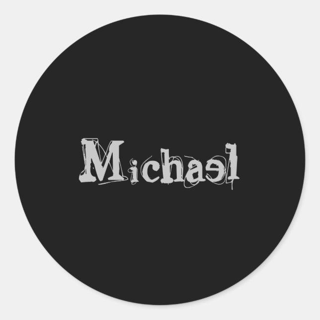 Minimalistic modern monogram name black white classic round sticker (Front)