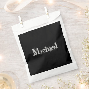 Minimalistic modern monogram name black white favour bag