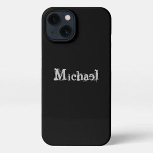 Minimalistic modern monogram name black white iPhone 13 case
