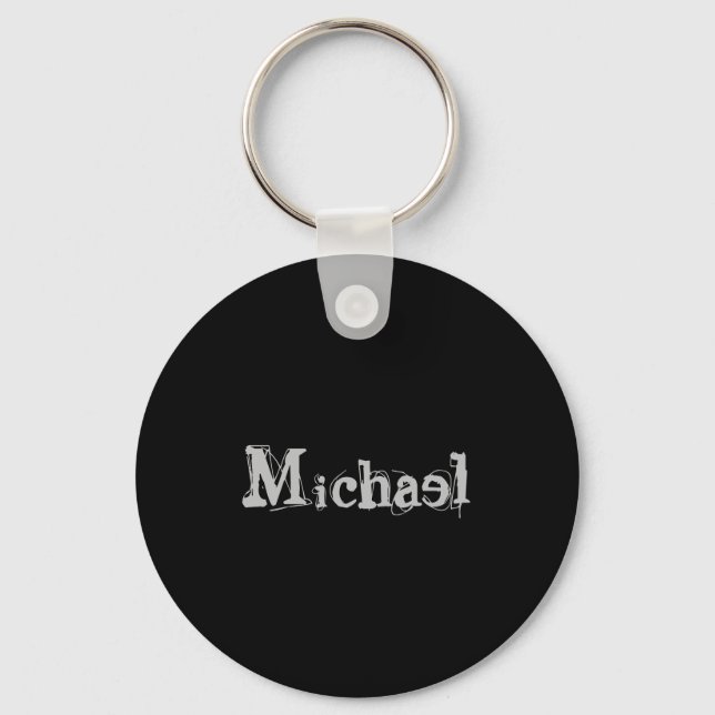 Minimalistic modern monogram name black white keychain (Front)
