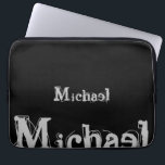Minimalistic modern monogram name black white lapt laptop sleeve<br><div class="desc">Minimalistic modern monogram name black white. Personalizable custom name on a black colour.</div>