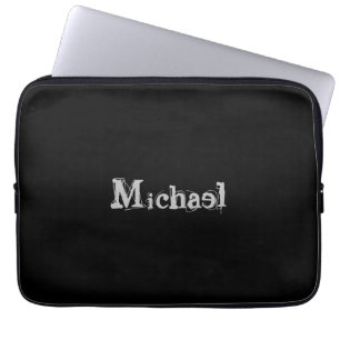 Minimalistic modern monogram name black white laptop sleeve