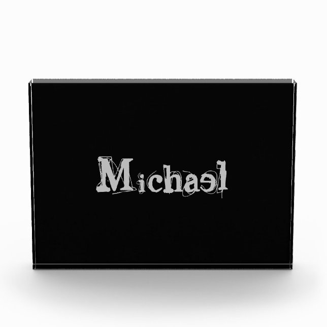 Minimalistic modern monogram name black white photo block (Front)