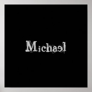 Minimalistic modern monogram name black white poster