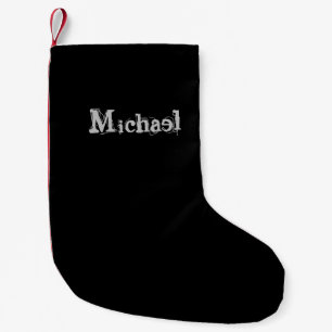 Minimalistic modern monogram name black white small christmas stocking