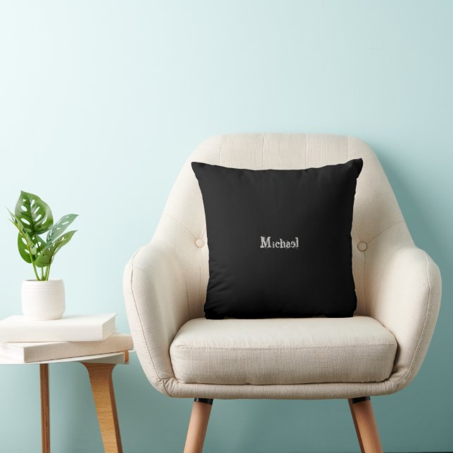 Minimalistic modern monogram name black white throw pillow (Chair)