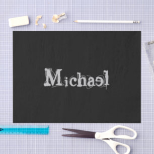 Minimalistic modern monogram name black white tissue paper