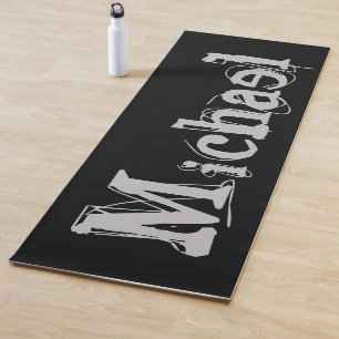 Minimalistic modern monogram name black white yoga mat