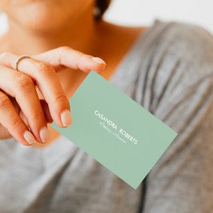 Minimalistic Modern Reversible Sage Green & White Business Card