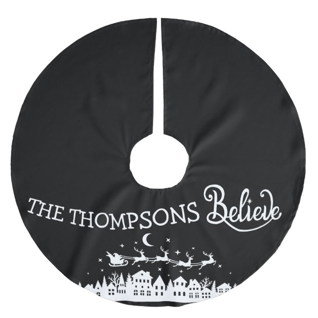 Minimalistic Modern Stylish Personalized Christmas Brushed Polyester Tree Skirt (Front)