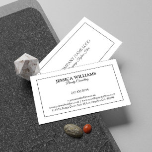Minimalistic Modern Tin grey Border On White Business Card