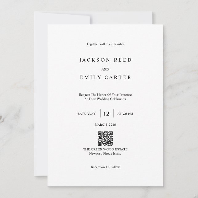 Minimalistic Modern Wedding Invitation Card (Devant)