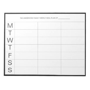 Minimalistic Modern Weekly Meal Planner Notepad  