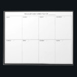 Minimalistic Modern Weekly Planner Notepad<br><div class="desc">Minimalistic Modern Weekly Planner | Plan and schedule your week with this minimalistic modern weekly planner. It features a black frame framing all weekdays. This minimal design weekly planner will be perfect as a gift for your self or anyone. Personalize by using the fields provided and use the "Customize Further"...</div>