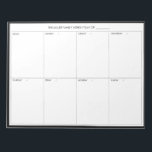 Minimalistic Modern Weekly Planner Notepad<br><div class="desc">Minimalistic Modern Weekly Planner | Plan and schedule your week with this minimalistic modern weekly planner. It features a black frame framing all weekdays. This minimal design weekly planner will be perfect as a gift for your self or anyone. Personalize by using the fields provided and use the "Customize Further"...</div>