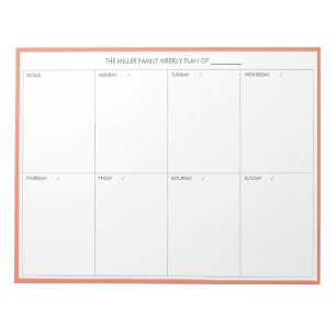 Minimalistic Modern Weekly Planner Notepad Salmon