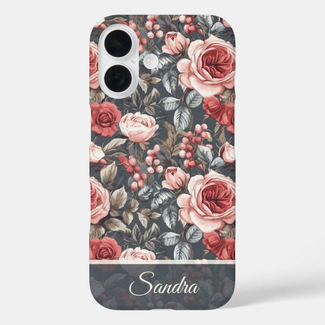 Minimalistic Mom Gift Rose Flower Name Case-Mate iPhone Case (Back)