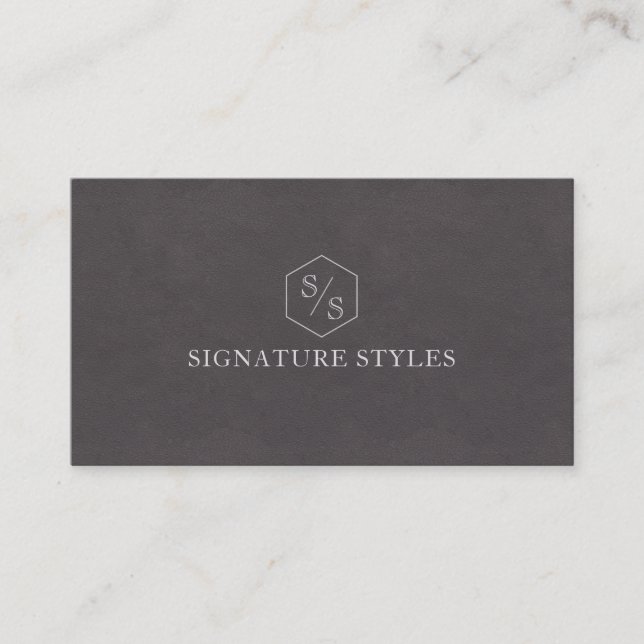 Minimalistic Monogram | Charcoal Gray Business Card (Front)