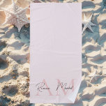 Minimalistic Monogram Initial & Name Pastel Pink Beach Towel<br><div class="desc">Make a stylish splash at the beach with our Minimalistic Monogram Personalized Pastel Pink Initial & Name Beach Towel. Featuring a chic pastel pink design with a customizable monogram and name, this elegant beach towel combines personalization with practicality. Made from ultra-soft, highly absorbent cotton, it provides comfort and durability while...</div>