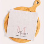 Minimalistic Monogram Initial & Name Pastel Pink Kitchen Towel<br><div class="desc">Add a touch of elegance to your kitchen with our Minimalistic Monogram Initial & Name Pastel Pink Kitchen Towel. This stylish kitchen towel features a sleek design personalized with your initial and name, set against a soft pastel pink background. Made from high-quality, absorbent fabric, it is perfect for drying dishes,...</div>