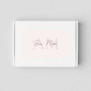 Minimalistic Monogram Initial & Name Pastel Pink Sticker