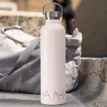 Minimalistic Monogram Initial & Name Pastel Pink  Water Bottle<br><div class="desc">Stay hydrated in style with our Minimalistic Monogram Personalized Pastel Pink Initial & Name Water Bottle. Featuring a chic pastel pink design with a customizable monogram and name, this elegant water bottle adds a personal touch to your daily hydration routine. Made from high-quality, BPA-free stainless steel, it keeps your beverages...</div>