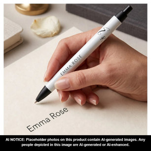 Minimalistic Monogram Name Elegant Mint Green Black Ink Pen
