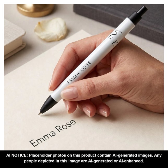 Minimalistic Monogram Name Elegant Mint Green Black Ink Pen (Creator Uploaded)