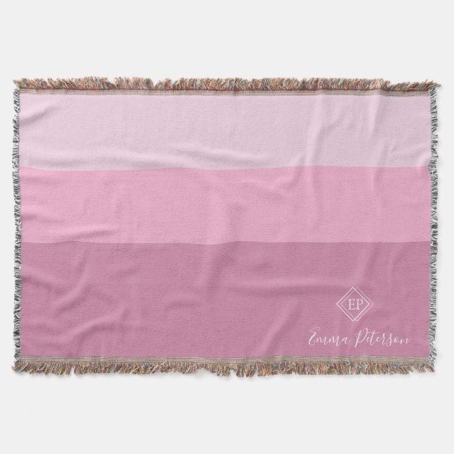 Minimalistic Monogram Script Name Pinky Throw Blanket (Front)