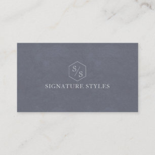 Minimalistic Monogram   Slate Blue Business Card