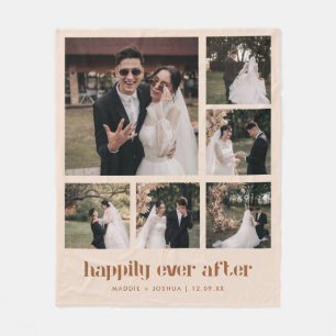 Minimalistic Multi Wedding Photo Collage  Fleece Blanket