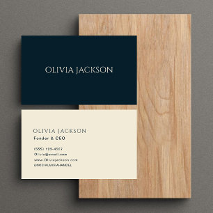 Minimalistic Navy Blue Clean Typography Script Business Card