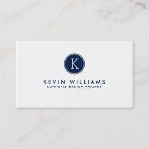 Minimalistic Navy Blue & White Template Business Card