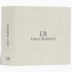 Minimalistic Off-White Linen Personalized Text Binder