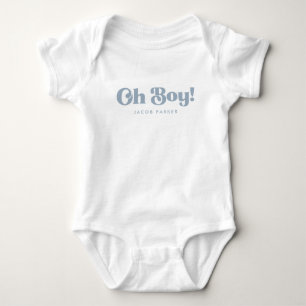Minimalistic "Oh Boy!" Baby Boy Personalized Name Bodysuit
