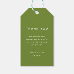 Minimalistic Olive Green Wedding Favour Thank You Gift Tags